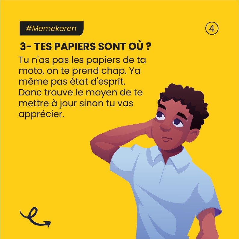 bahoro09's tweet photo. TES PAPIERS SONT OÙ? "𝐏𝐑𝐎𝐓𝐄̀𝐆𝐄𝐒 𝐓𝐎𝐈 𝐄𝐓 𝐒𝐀𝐔𝐕𝐄 𝐓𝐀 𝐕𝐈𝐄". #Memekeren

Il est de la responsabilité mentale, sociale et financière de mettre l'accent sur le comportement des conducteurs en Guinée. À #Conakry, il est courant de rouler sans se soucier des documents nécessaires (permis, vignette, assurance, etc.). Une moto sans papiers représente un danger, non seulement en cas d'amende mais surtout en cas d'accident. Vous pourriez vous retrouver seul, sans identifiant. Sur le sujet, tirer vos propres conclusions. 

Il faut donc être en règle et respecter les lois de la circulation routière pour assurer votre propre sécurité. Si la police vous arrête et vous demande vos papiers, prenez le temps de les présenter avec courtoisie.

Je vais saluer à travers ces mots notre police routière qui travaille sans relâche pour notre sécurité, cela peu importe les conditions météorologiques. 

Nous avons la chance aujourd'hui de disposer des services plus ou moins représentatifs, disposant d'une bonne facilité d'obtention de papiers. Il faut vous en procurer. Sinon, vous ne pourrez que regretter vos erreurs si vous vous faites arrêter, ou pire, en cas d'accident. 

[Ensemble, faisons de Conakry une ville plus sûre pour tous. Soyez responsables, soyez prudents]. 

#bahoro09
#Casquetatete
#JeProtegemonpassager
#LaRoutetue
#Guinee