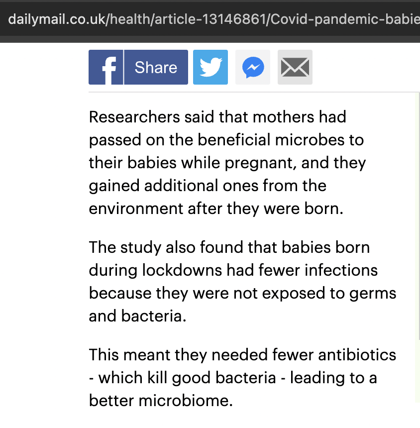A recent study has turned the 'hygiene hypothesis' on its head

Babies born during lockdowns had fewer infections and allergies later on, and a healthier gut microbiome