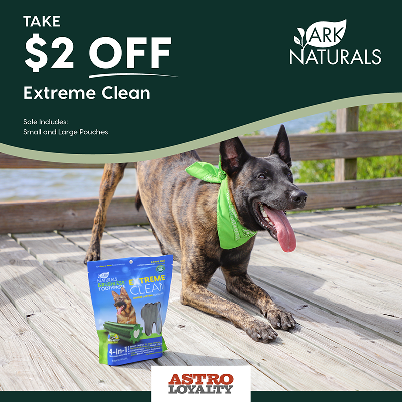 *$2 OFF*
Ark Naturals extreme clean chews are the best for getting your pooches teeth (and breath) nice and fresh! From now until 3/31, get $2 off when you use your Astro Loyalty at checkout! 
#idlewirepetcare #arknaturals #southogden #freshbreath