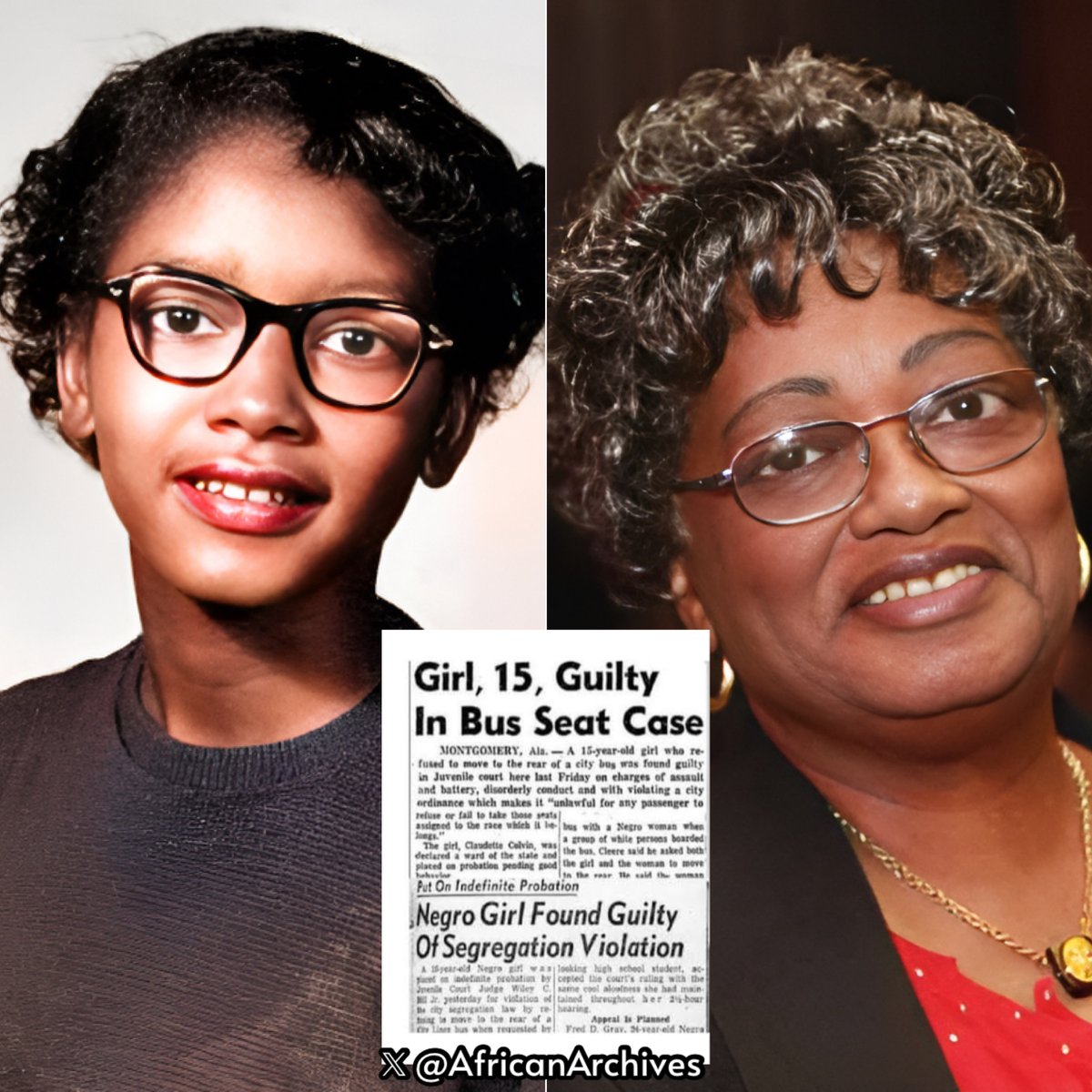 On this day in  1955, Claudette Colvin, 15, was arrested for refusing to give her seat to a white woman on a public bus in Montgomery, Alabama, 9months before Rosa Parks, 

Other women who refused to give up their seats before Rosa Parks

A THREAD!