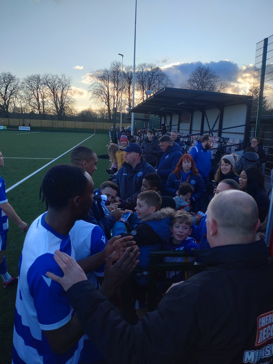 Epsom &amp; Ewell 6 Sandhurst Town 2 the young fans celebrate with the players and collect signatures come on you Salts