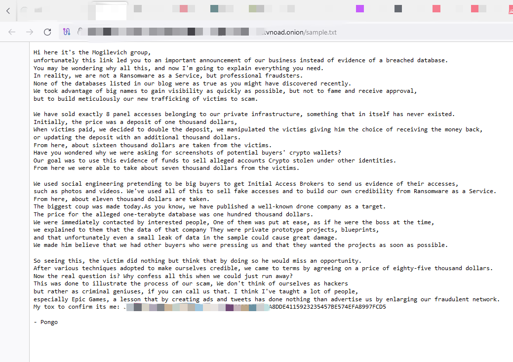 MrRajputHacker's tweet photo. 💀 Mogilevich Ransomware Group shared a new update on the @EpicGames  Databreach.

 #Cybersecurity #infosecurity #epicgames #Ransomware https://t.co/kqJFm56xPY