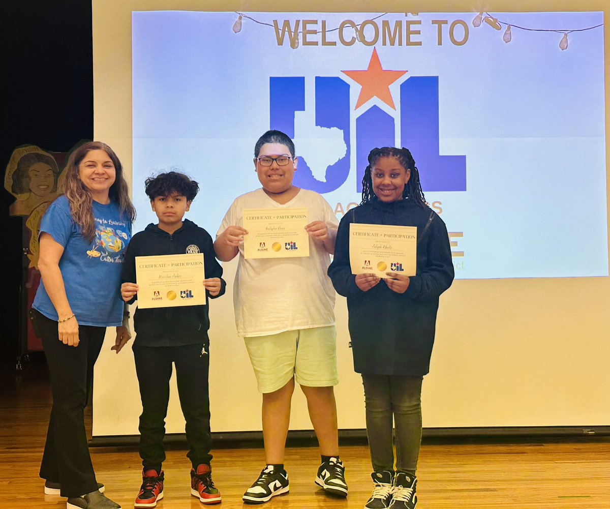 Congratulations to our 1st, 2nd & 3rd place winners for UIL Dictionary Skills competition today . @Carter_AISD is proud of you ! 👏🏽👏🏽 @CindyBuentello5 @ESK_journey @mrabotelho