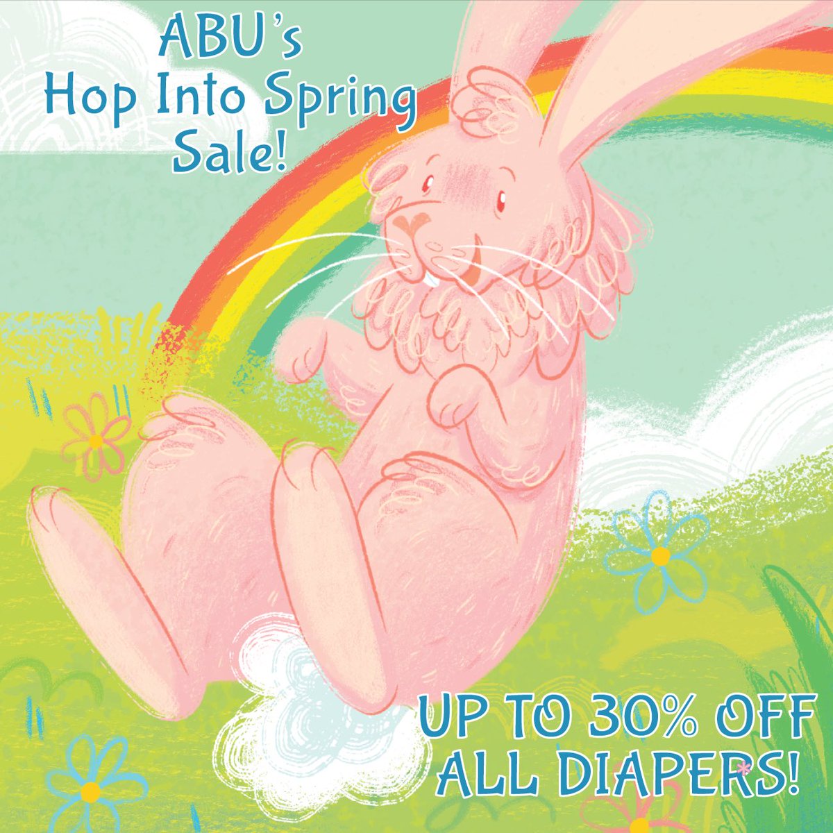 ABU’s Hop Into Spring Sale Starts Now! Our *BIG* diaper discounts are here to make every Little happy. There’s *25% OFF* every pack and *30% OFF* when you buy 4 packs or more, Spring has sprung at ABU HQ! 🐰 🐣 Our Hop Into Spring Sale is ONLY while stocks last! T&C👇