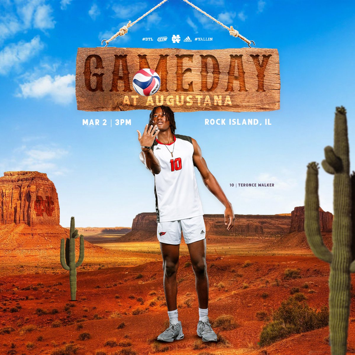 On the road again! 

CCIW match up at Augustana - 3 pm.

#YALLin #DTL