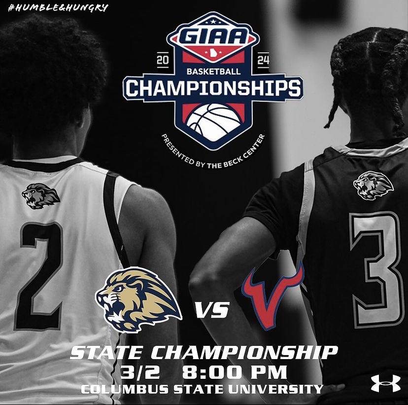 Game Day! 🦁🏀 🏆 Class AAAA State Championship 🆚 St. Anne-Pacelli ⏰ 8:00pm 📍 Columbus State University 💻 GIAA.tv #HumbleAndHungry