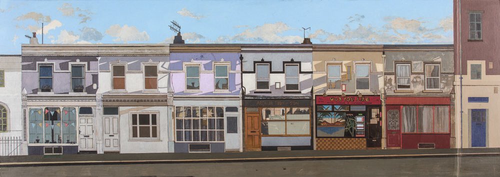 'Seaside Terrace’, 2017, oil on board, 38 x 106cm #stleonardsonsea #stleonardsartists #fineartist #fineartpainting