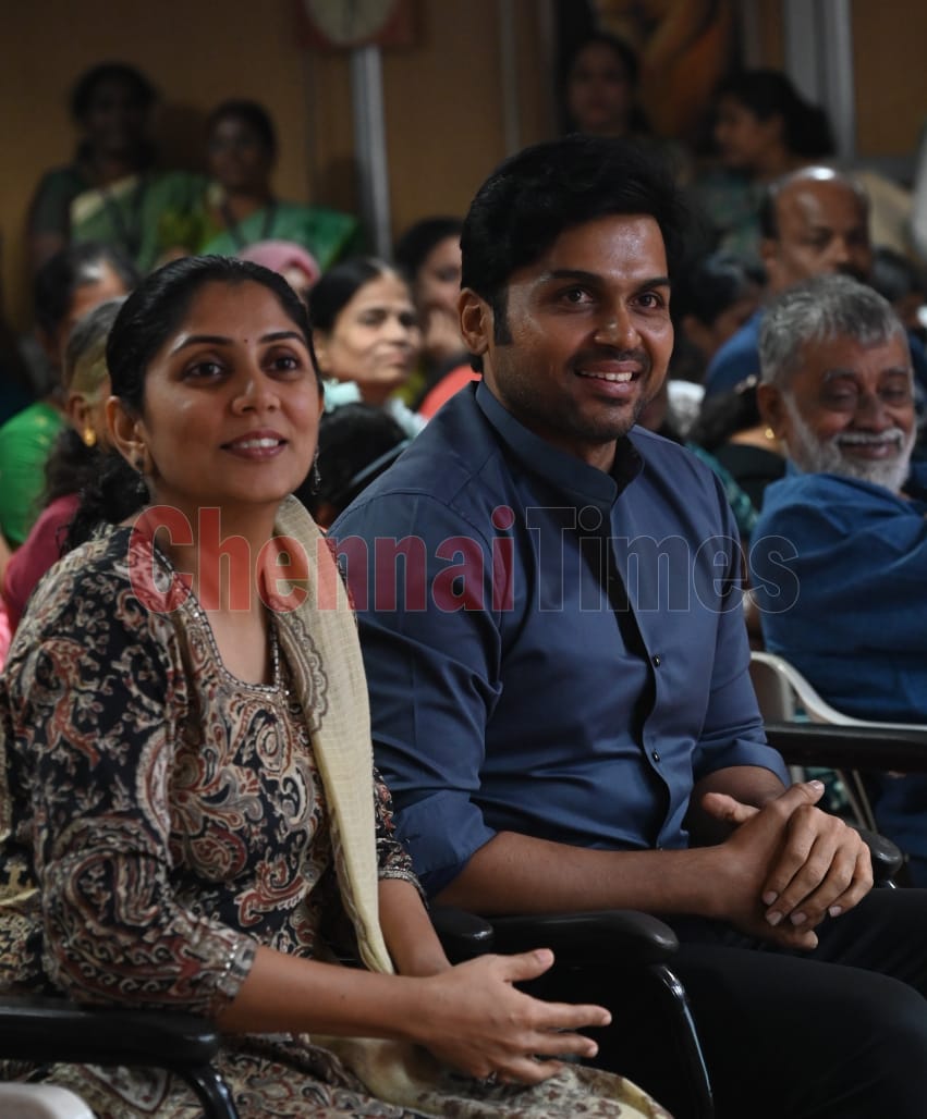 ChennaiTimesTOI's tweet photo. Actor @karthi_offl and his wife at #SoilFarming event https://t.co/ydrCORPutU