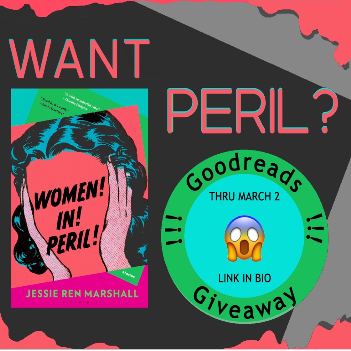 Ends at midnight! Goodreads Giveaway for my book Women! In! Peril! goodreads.com/giveaway/show/…