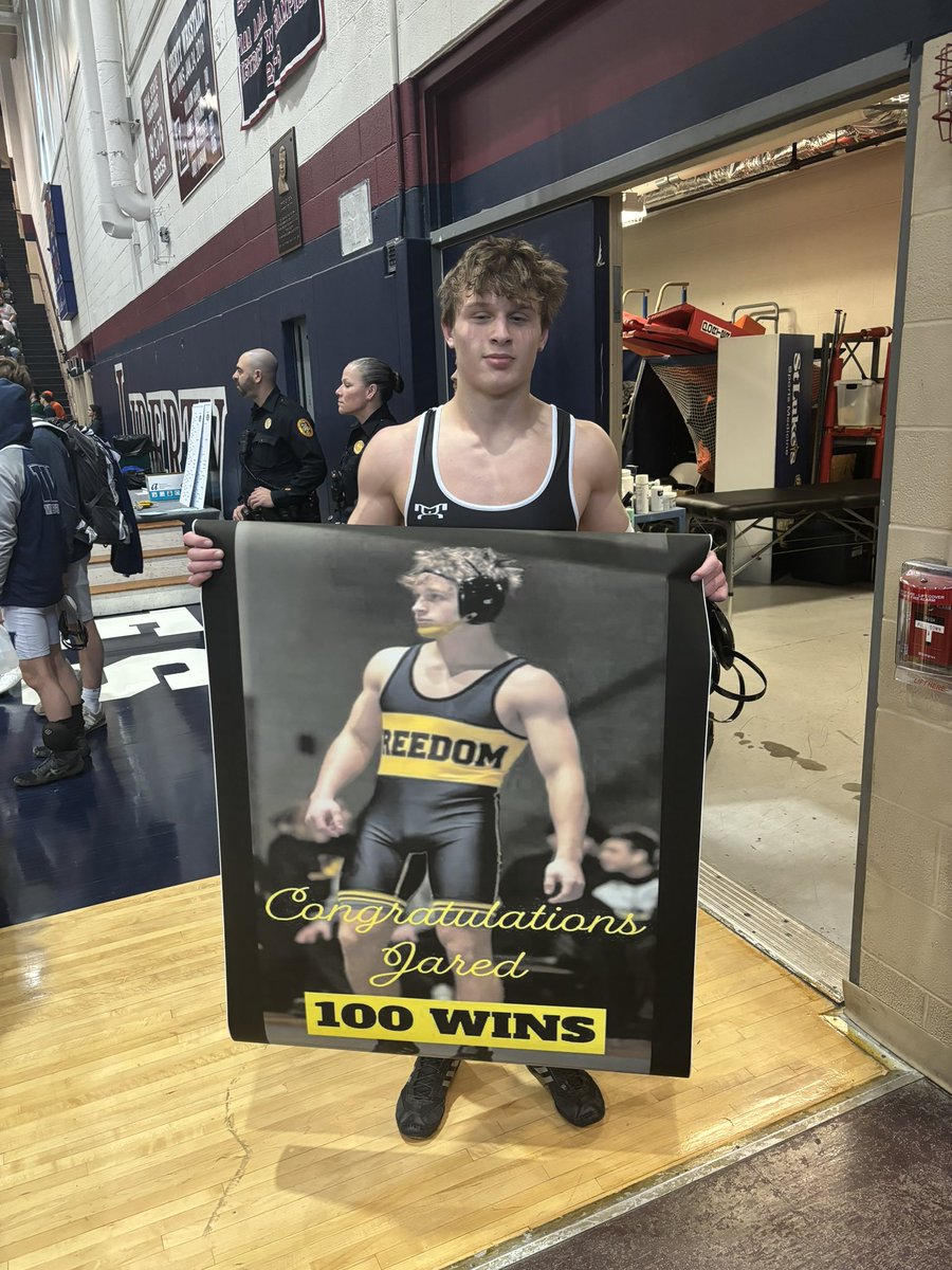 Congratulations to senior Jared Karabinus for his 100th win. He has punched his ticket to Hershey, and we will see him in the finals.