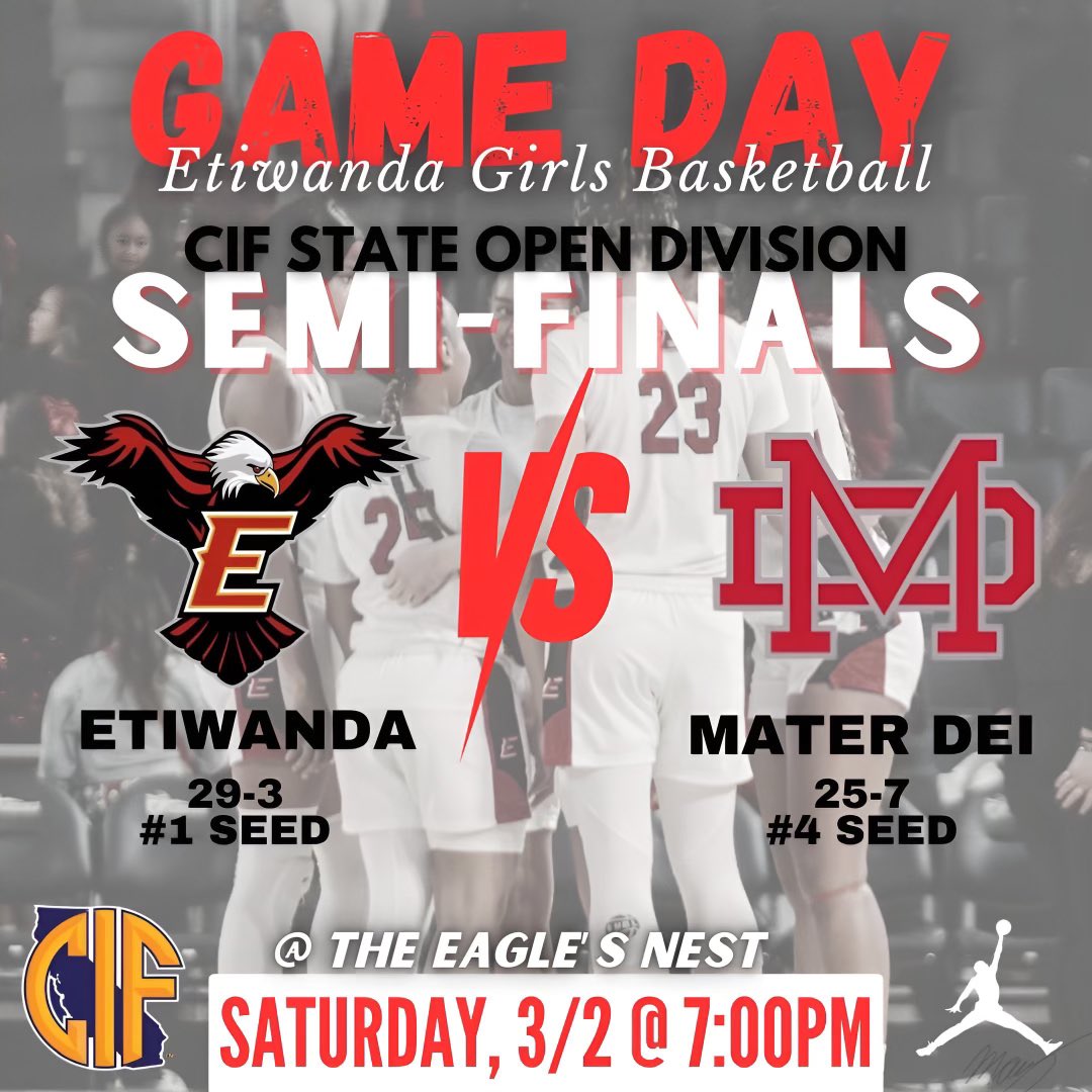 CIF State Playoffs. The Regional Semifinals, with the right to play in the Finals on Tuesday, March 5th. Please come out and support the Lady Eagles tonight at 7:00pm at the Eagles Nest! The E…. Tickets link: gofan.co/event/1440289?…