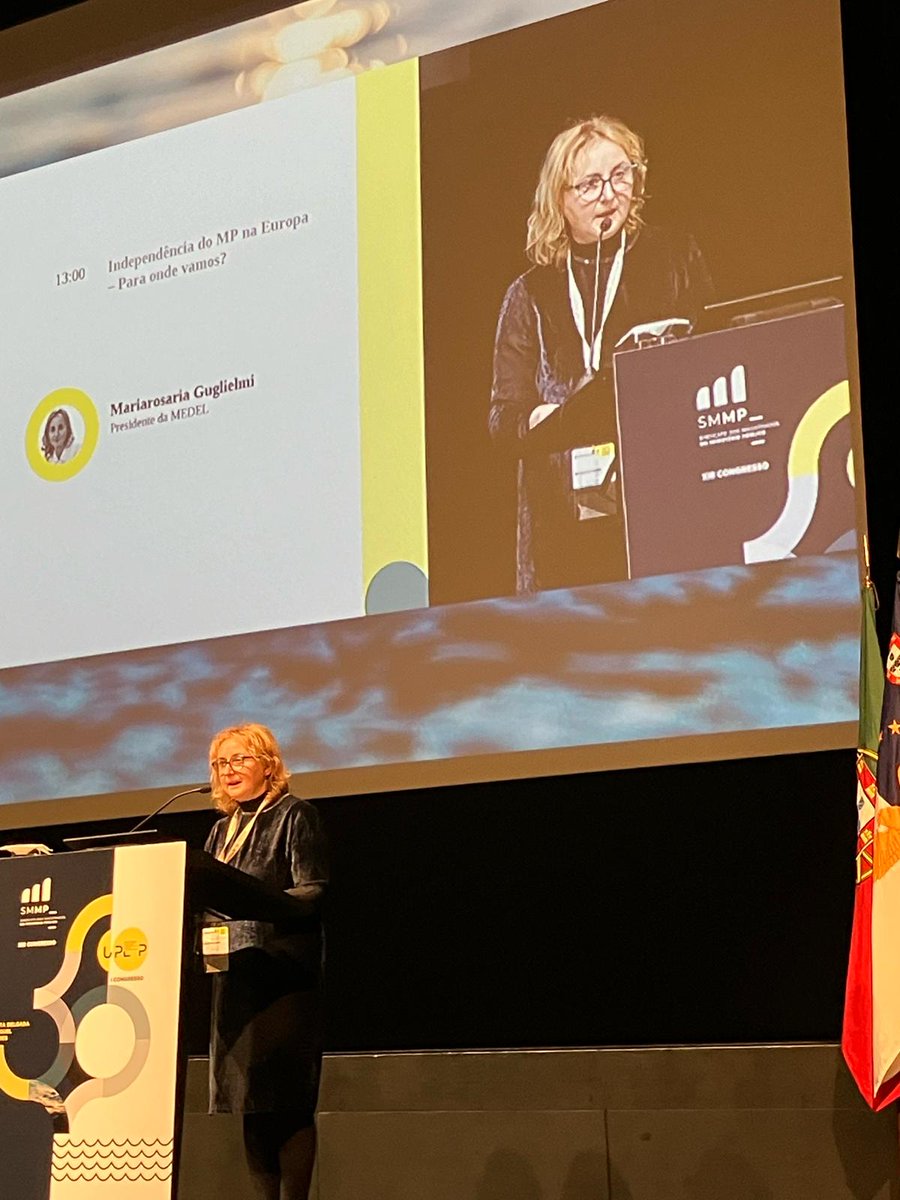Today Mariarosaria Guglielmi, President of @MedelEurope , addressed the Congress of the Portuguese member association @SMMP_Portugal , on the independence of Prosecutors in Europe