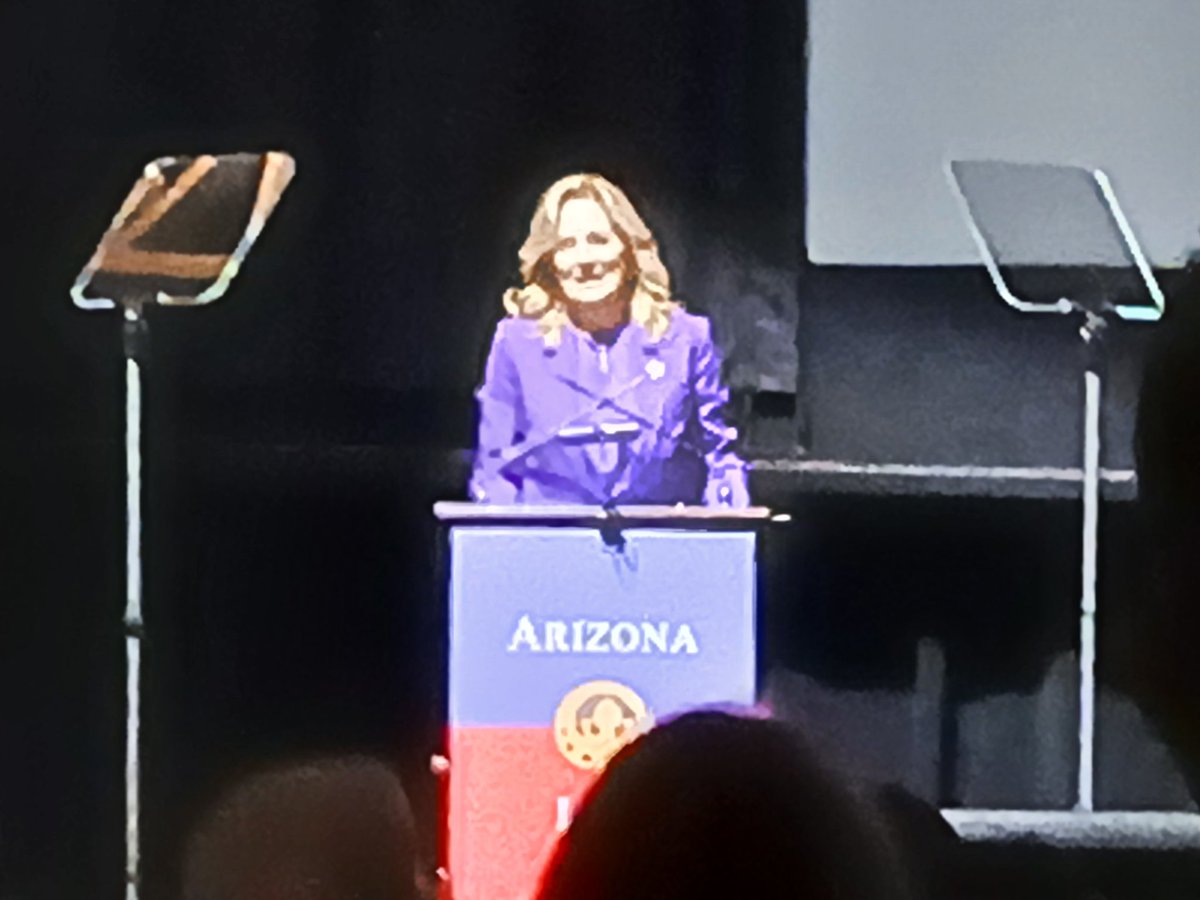 PimaDems's tweet photo. .@FLOTUS delivered a powerful and beautiful speech today in #Tucson at @Arizona_List's annual event. When describing how hard women will work to enshrine abortion rights into our state's constitution: "Women's - To Do Lists - are our battlemaps." #WomenForBidenHarris #ElectDems 🌵💙🇺🇲