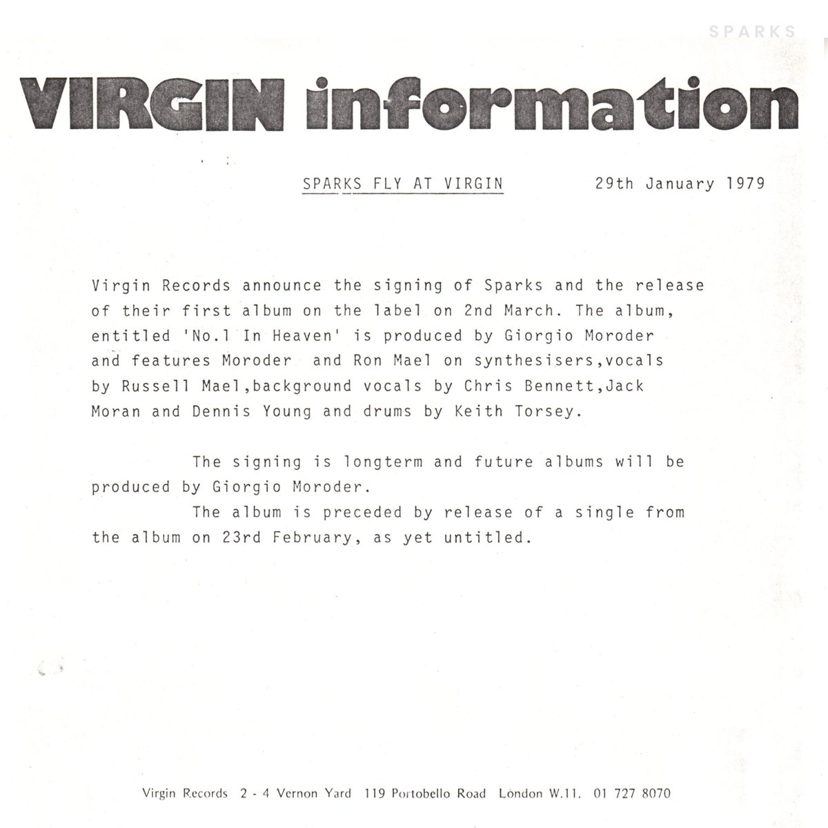 sparksofficial's tweet image. Happy 45th to NO. 1 IN HEAVEN! 🩵

Sparks’ 8th studio album was released on March 2, 1979. Recorded in early 1978 &amp;amp; produced by @giorgiomoroder, the record was an initially hard sell to labels and critics, but has since gone to be an undisputed classic in electronic music history