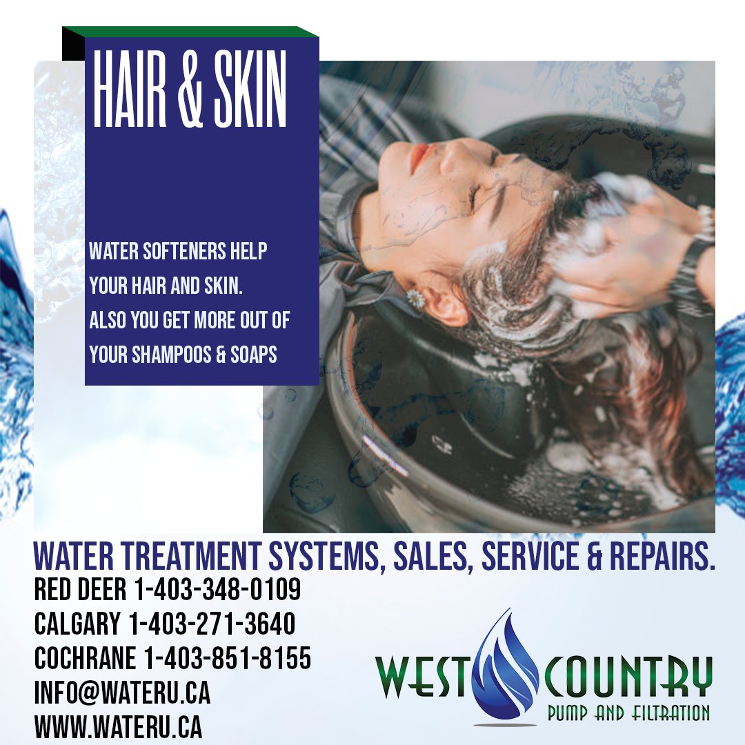 We have received many positive reviews from Salon owners who have benefitted from a Water Softener Installation. If you are looking for your home or business contact us to book an Install Today!
Info@wateru.ca
#whatsinyourwater
#westcountrypump  #alberta