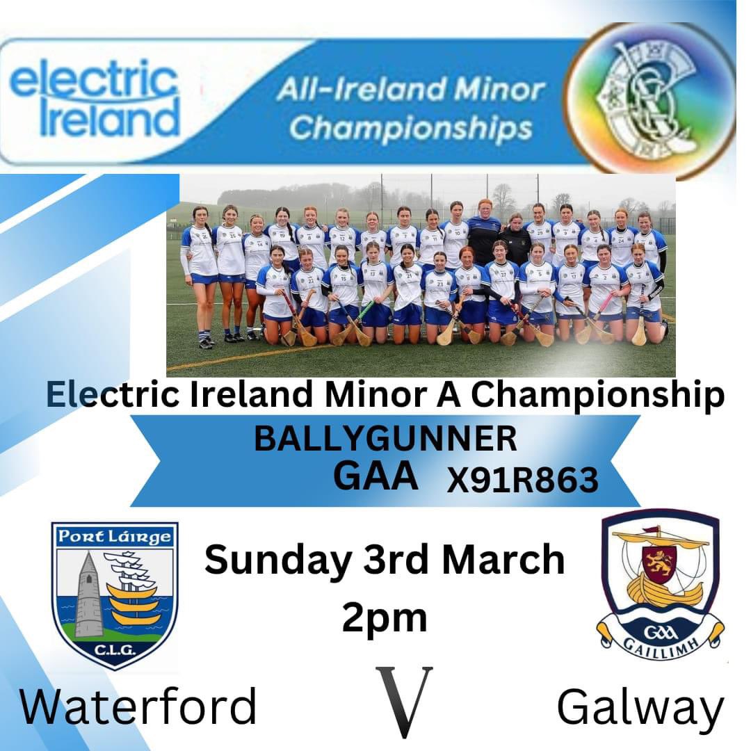 Best of Luck to the Waterford Minors as they take on Galway tomorrow, including all the Gailltír contingent 🔵⚪️