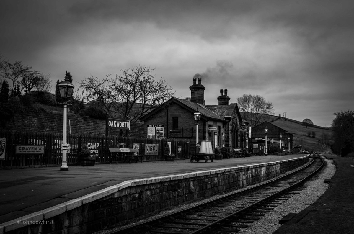 Oakworth Station, KWVR #Bradford. #bfdmonochrome #blackandwhitephotography #bnwphotography #brontecountry
