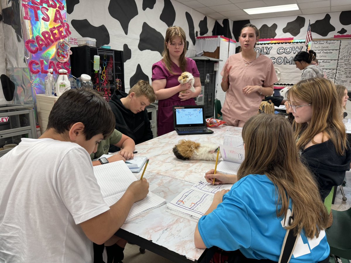 CFHS_Knights's tweet image. Ms. Garcia’s Vet Med students taught 5th Graders from #MossmanElem all about different species, their habitats, and fun facts! What an engaging, hands-on learning experience for all our Knights! #villagecollaboration #LeadingandLearning 💚⚔️🖤