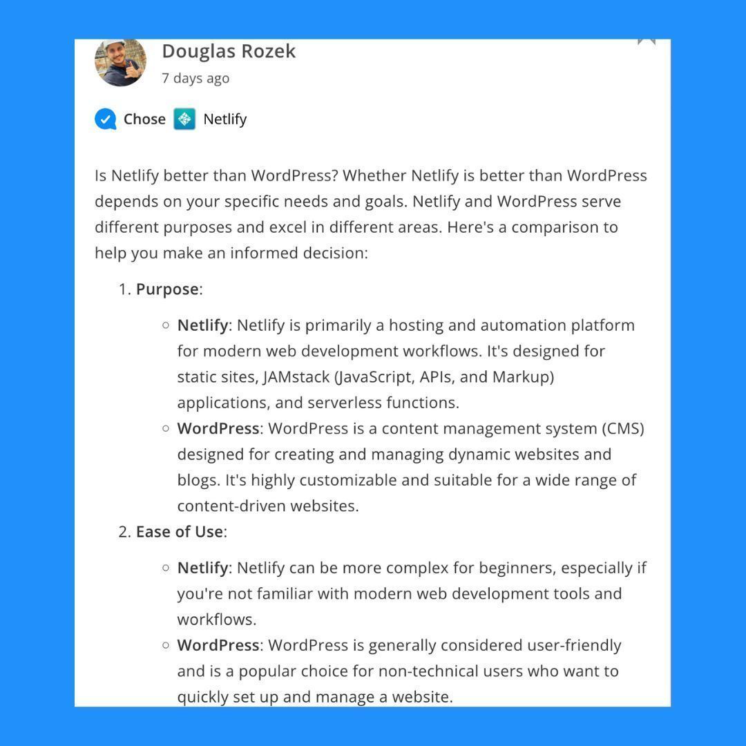 stackshareio's tweet image. Advice from Douglas 

#StackAdvice: @Netlify 

🔗 buff.ly/45RPOi9