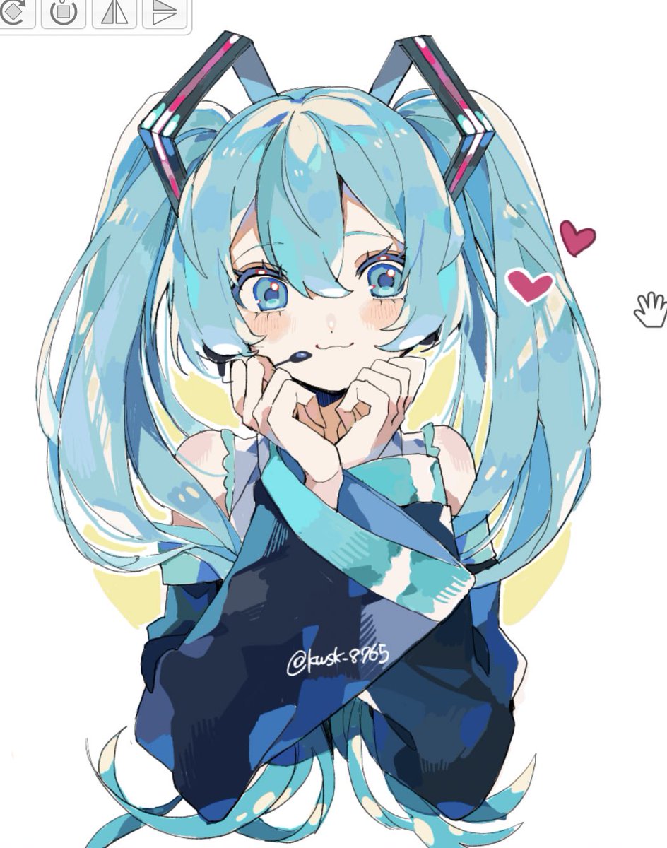hatsune miku 1girl solo long hair twintails heart upper body detached sleeves  illustration images