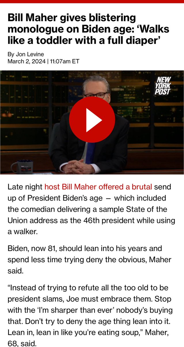 Sheckyi's tweet photo. ๐คฃ๐คฃ๐คฃ๐คฃ๐คฃ๐คฃ๐คฃ๐คฃ๐คฃ
GETTING UGLYโฆ.๐งท๐งท
Bill Maher gives blistering monologue on Biden age: 'Walks like a toddler with a full diaper'
#PoopyJoe ๐คฃ https://t.co/CQnowdwrdy