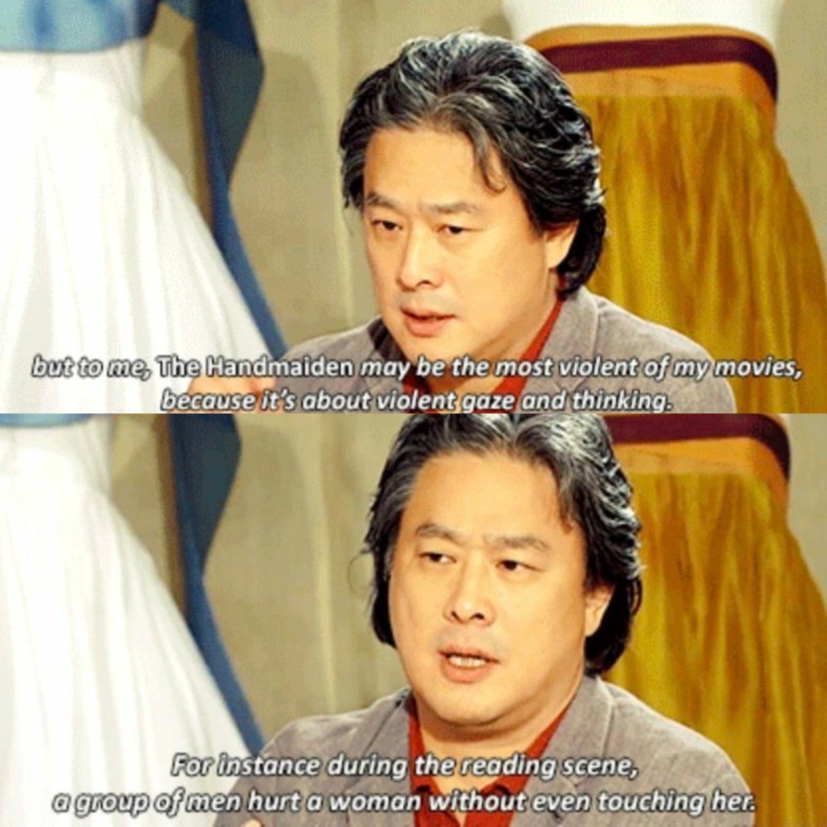 taesdawn26's tweet photo. park chan-wook talking about the handmaiden https://t.co/oSCZ7XalzG