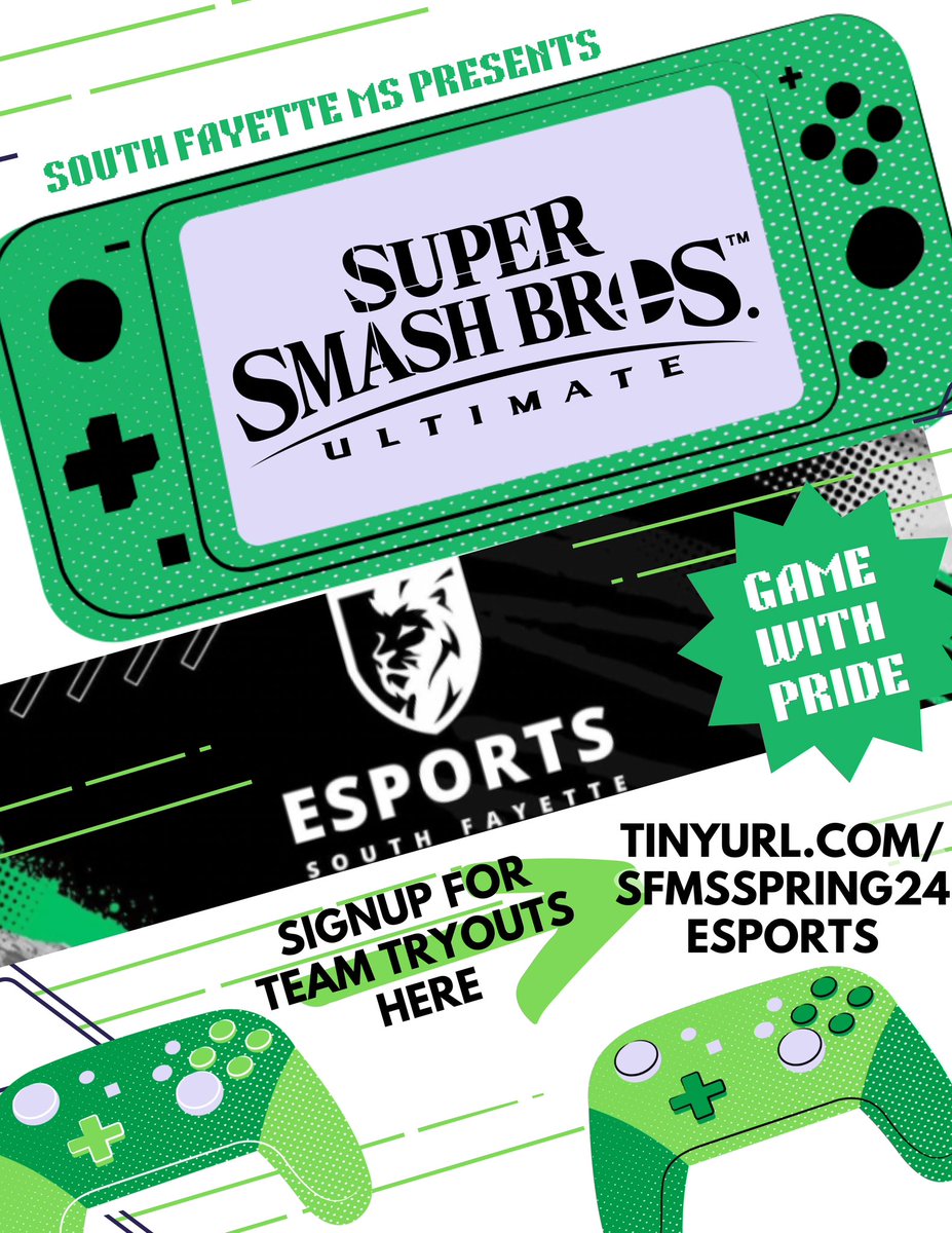 Calling all MS Super Smash Bros. Players! 🎮 MS Esports Team tryouts are this week! 🦁 Sign up here: tinyurl.com/sfmsspring24es… #SFLionPride #SFMSLionPride