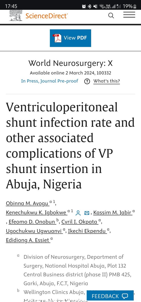Shunt outcomes from a Tertiary hospital in Abuja Nigeria.