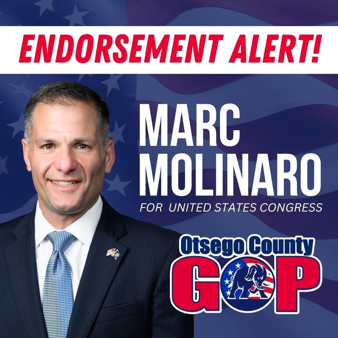 The Otsego GOP is proud to endorse Marc Molinaro for re-election in the 19th Congressional District, which now encompasses the entirety of Otsego County!
#LeadRight #GOP #Election2024 #SaveOurState