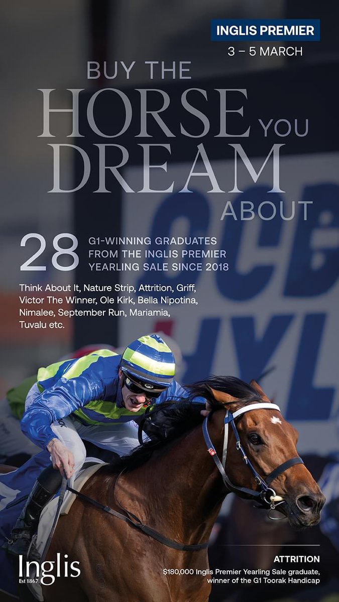 #InglisPremier, producing an abundance of G1-winning graduates. 

March 3-5 at Oaklands. #Inglis2024