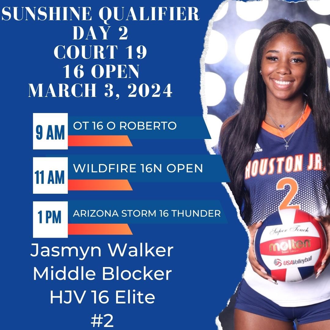 JasmynWalker02's tweet photo. Day 1 of the Sunshine Classic is in the books and my teammates and I went 3-0. Day 2 is up next 
@houstonjuniors @ManvelVBall @PDTexas @VBAdrenaline https://t.co/HxFTtm2qQV