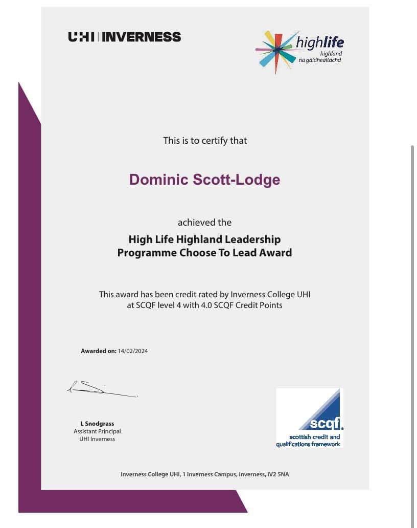 Our very own #SCQF Award. Another reason why our #Leadership Programme is unique & sector leading. #ChooseToLead #Itsallaboutthehoodie #HLHMakingLifeBetter @HLHSport @HLHYouthWork #Widerachievement @SCQFPartnership @ThinkUHI @sportscotland