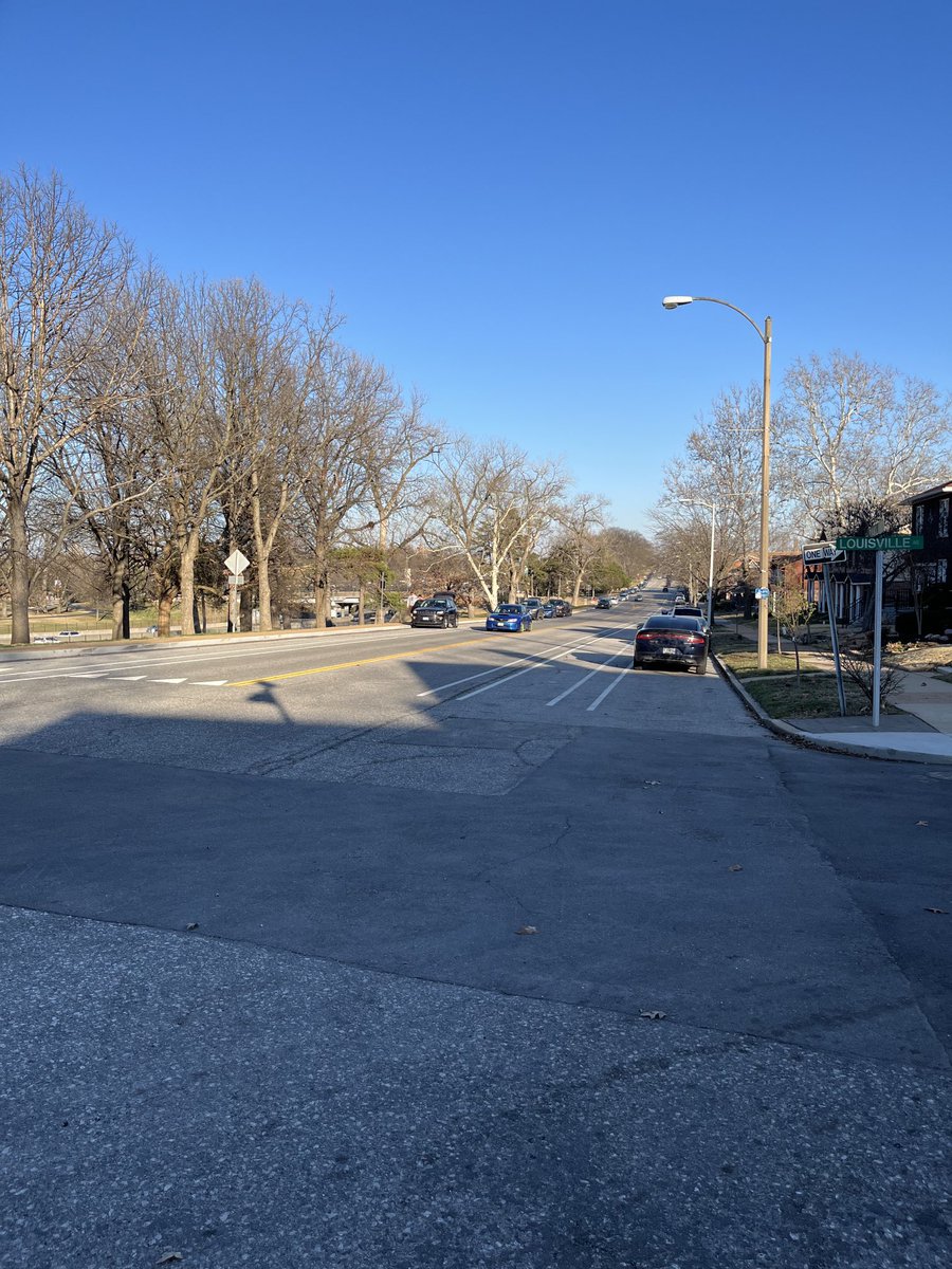 1984Chet's tweet photo. Poor cyclist navigating Oakland today with all the cars parked in his bike lane. But, it was not remarked a bike lane &amp; “no parking” signs not reinstalled after sewer project. Please address b4 someone gets injured. ⁦@stlcsb⁩ ⁦@STL4Ward⁩ ⁦⁦@ScottOgilvieSTL⁩ https://t.co/MxSlmUpKTU