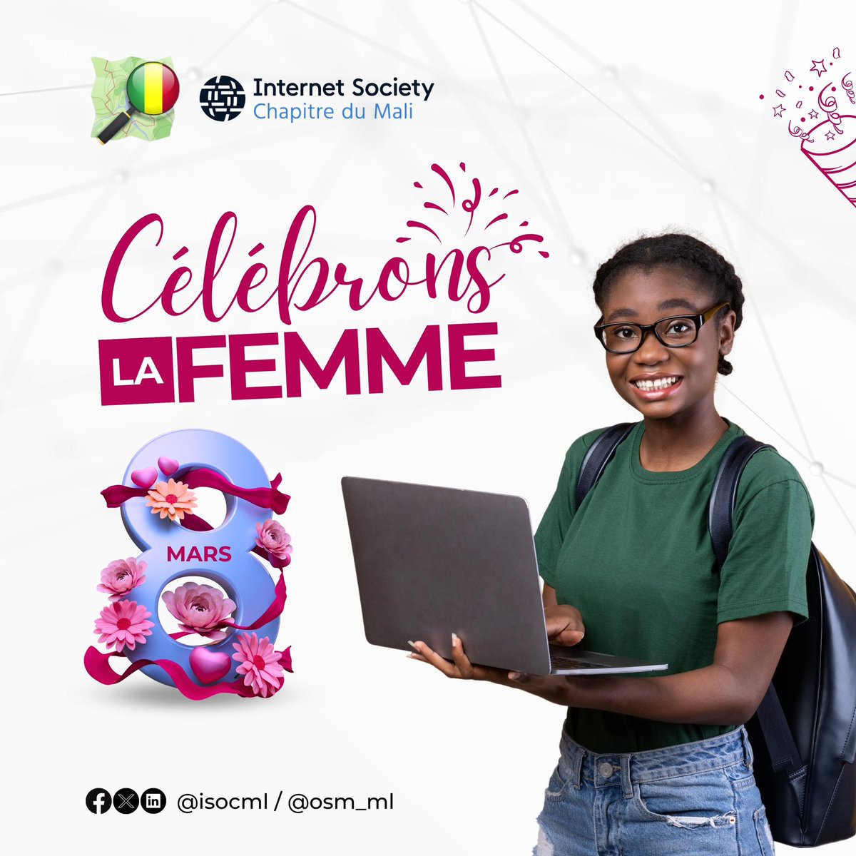 L’OpenStreetMap Mali organise en partenariat avec @isocml trois jours de formation dans le cadre de la célébration de la mondiale de la Femme. C’est du 6 au 8 mars prochain ! #ISOCMali #OSMMali #8Mars