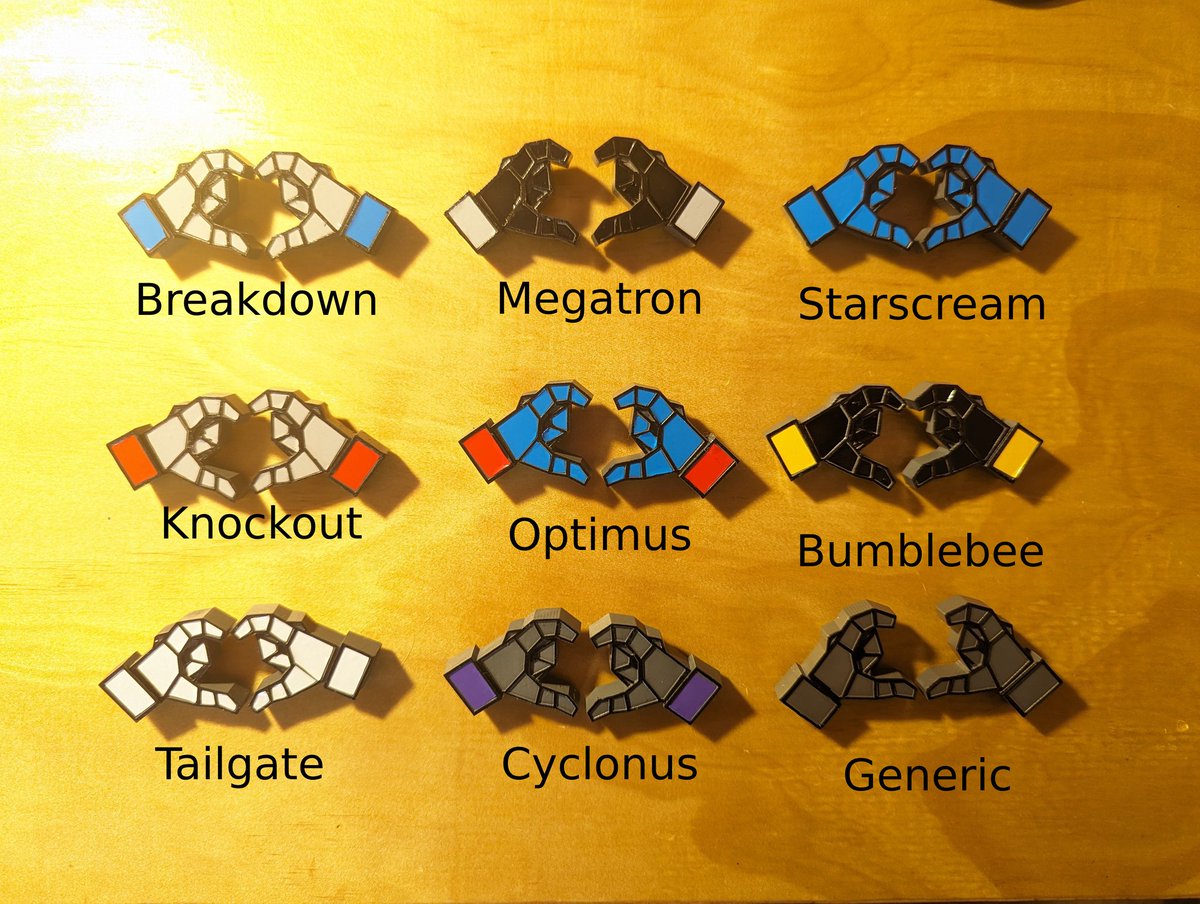 Transformers Heart Pins are ready for <a href="/tfconofficial/">TFcon ➤March 13-15 in LA➤July 10-12 in Toronto</a> LA! 

We'll have limited copies of each so be sure to swing by if you see a pair you like!

Collaboration with <a href="/Hexamis_/">✦Hexamis✦| Comms Open</a>