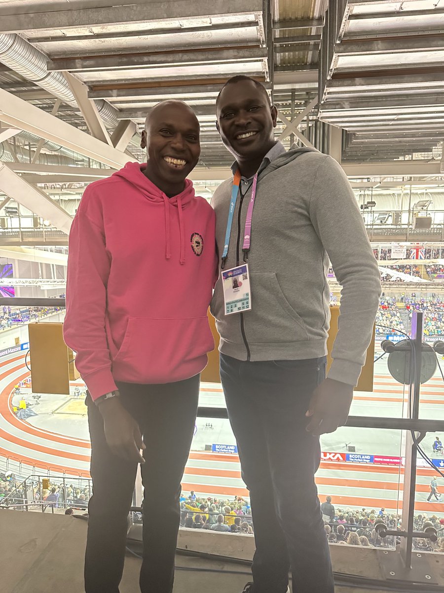 What an honor to meet ⁦Wilson Kipketer,⁩ my friend, The World indoor 800m record holder at the world athletics indoor championships in Glasgow ⁦@kipketer8⁩ #WorldindoorChamps.