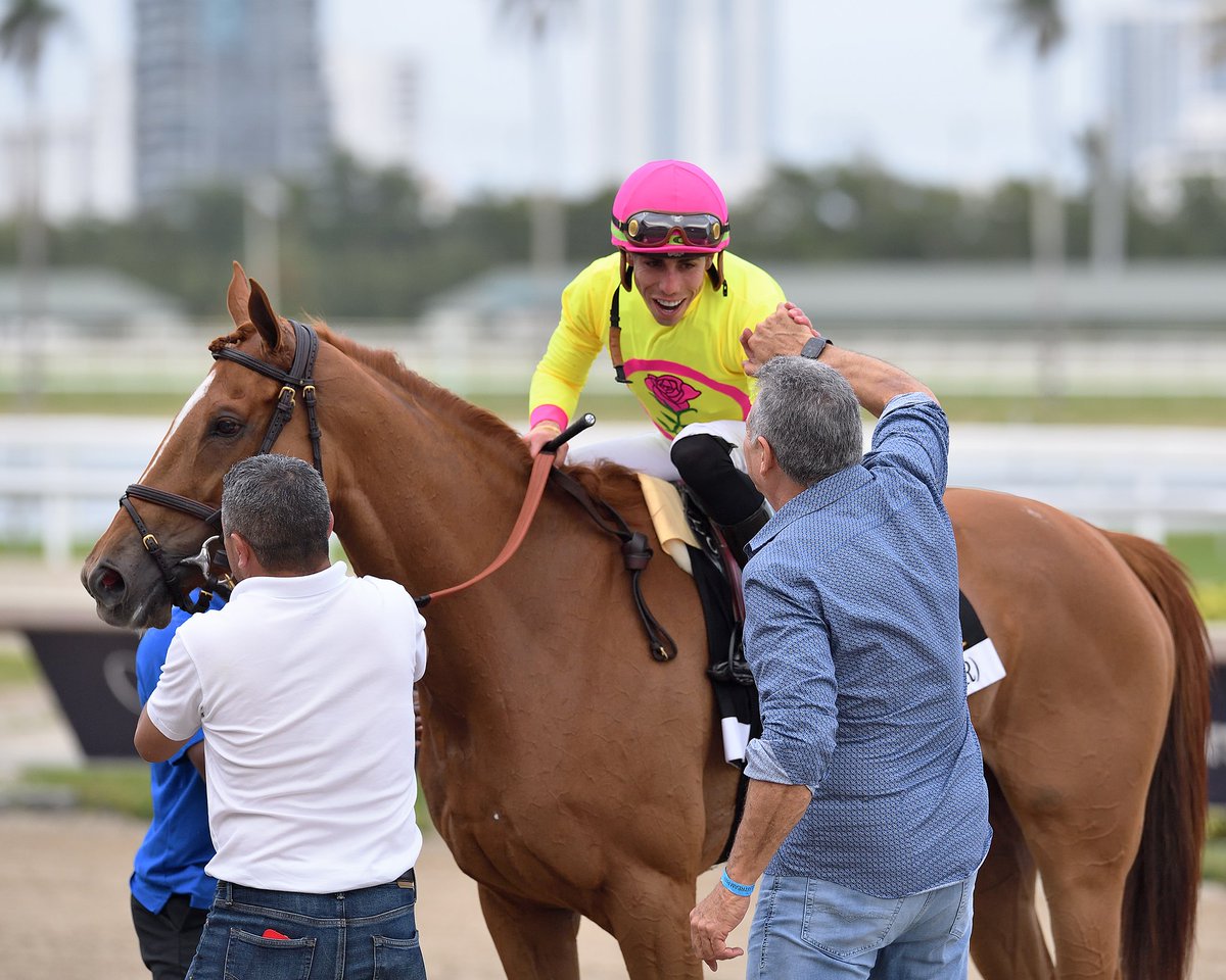 Chili Flag (FR) surges late to win the Honey Fox G3, @iradortiz in the irons, Chad Brown trains for @MadaketStables, Michael Dubb, and Michael Kiber. #GulfstreamPark #ChampionshipMeet