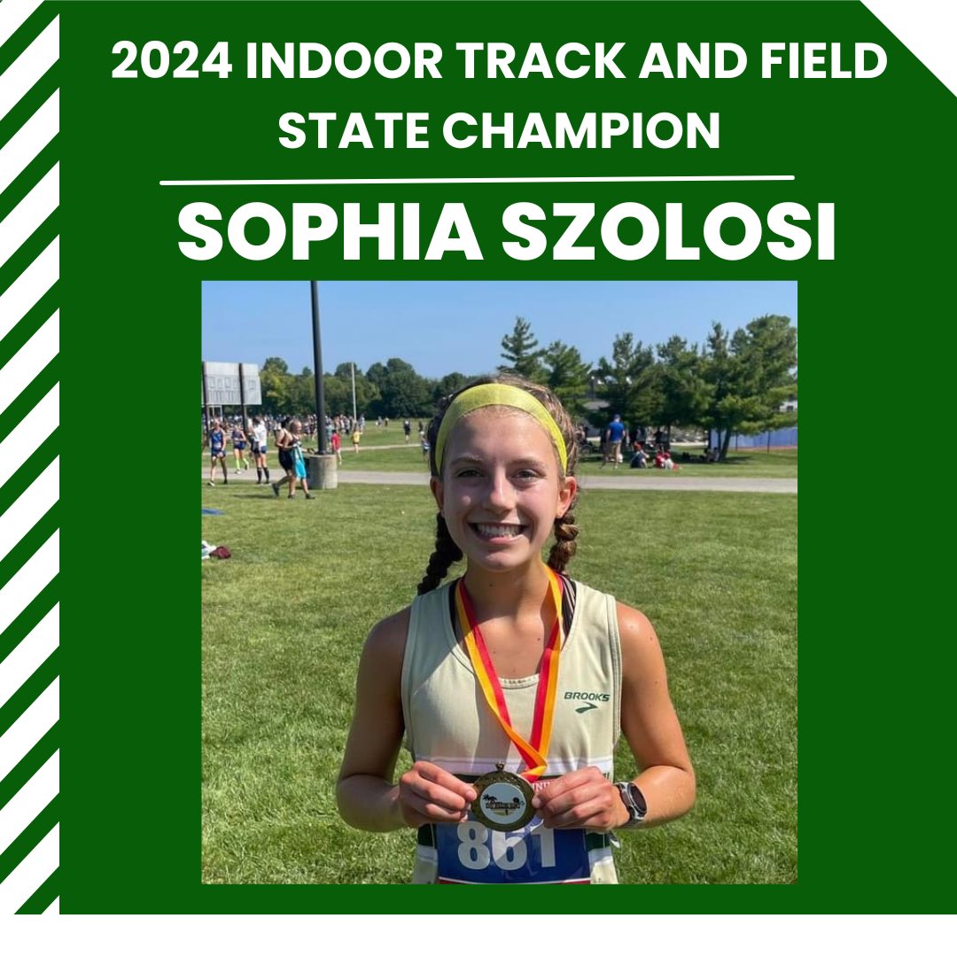 STATE CHAMPION!!

Sophia Szolosi wins the girls D2/3 3200m championships with a new STATE RECORD TIME of 10:45.14 

(Previous record was Audrey DeSantis of Shawnee at 10:48.57)

Landis Corrigan also raced finishing in 15th place with a time of 11.45.63