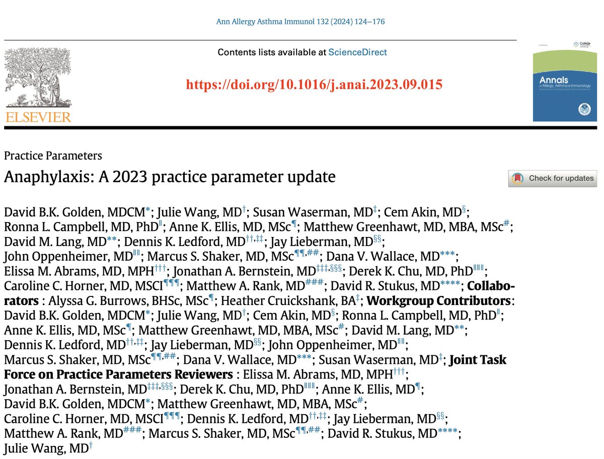 IM_Crit_'s tweet photo. Anaphylaxis is not a commonly encountered diagnosis in the ICU. These pts may eventually end up in the ICU after EMS/ED/Anesthesia have dealt w the "storm". This 👇 practice parameter is not a comprehensive review of anaphylaxis but focuses on areas in which new evidence emerged: https://t.co/zDBTadtin6