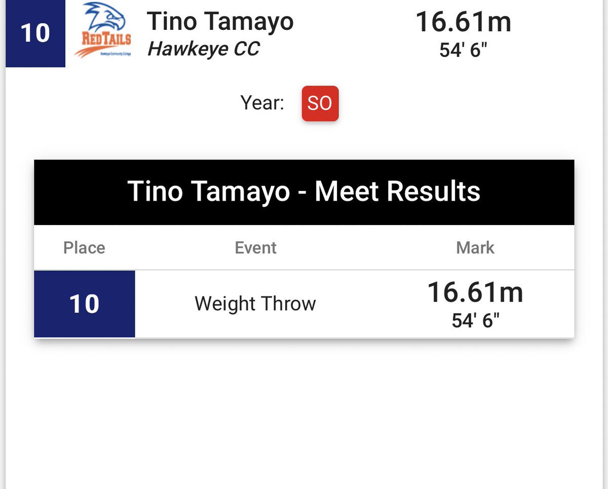 🚨 School Record Alert🚨 
Unsigned Sophmore Tino Tamayo throws a big PR to break the weight throw school record on his second attempt!!