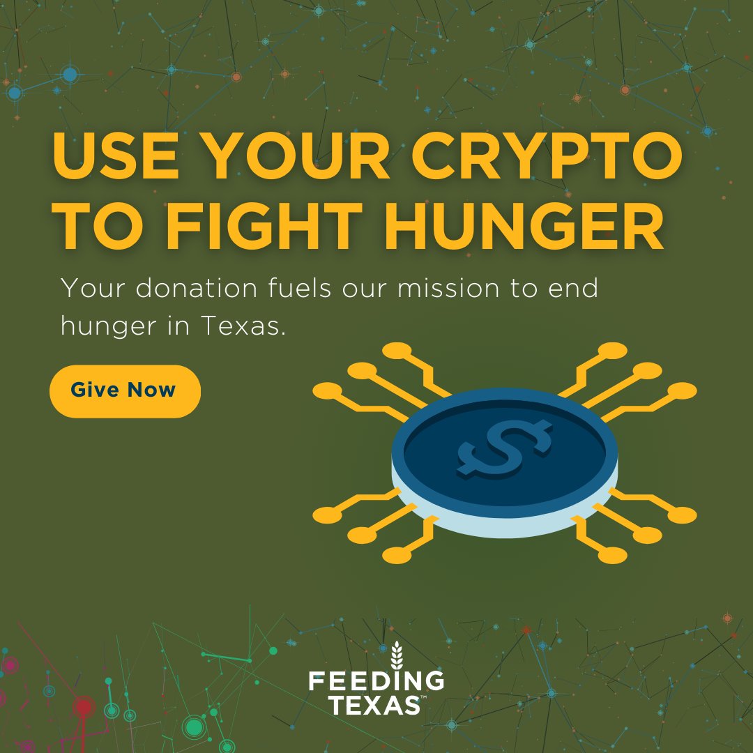 Did you know Feeding Texas accepts #crypto? Our #cryptocurrency donations are powered through @TheGivingBlock, so your donations are secure, easy and can help lower your tax bill. Use #cryptoforgood and join our mission to end hunger in Texas. Give at feedingtexas.org/donate-with-cr…