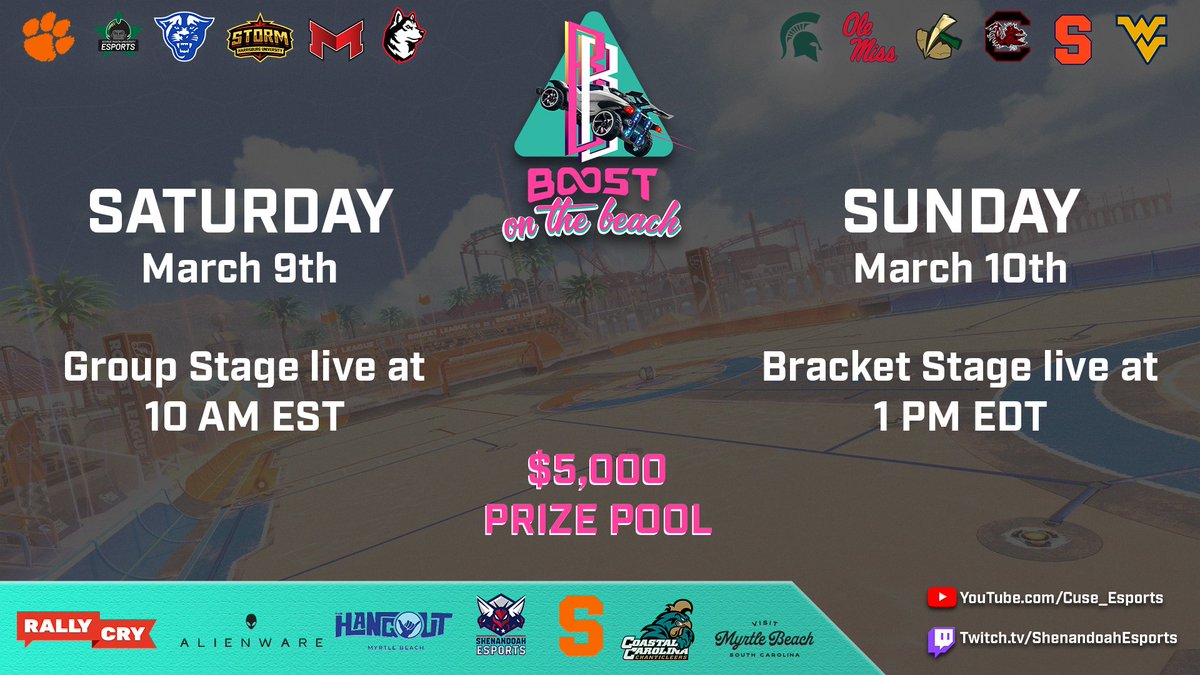 BoostontheBeach's tweet photo. 🚨ONE WEEK AWAY🚨

Only 7 days till some of the best Collegiate Rocket League teams in the nation head to Myrtle Beach! 

Make sure to tune in online to cheer on your favorite team!🏆

#BOTB24 #AlienwareEsportsDemo https://t.co/pPQK1M5R35