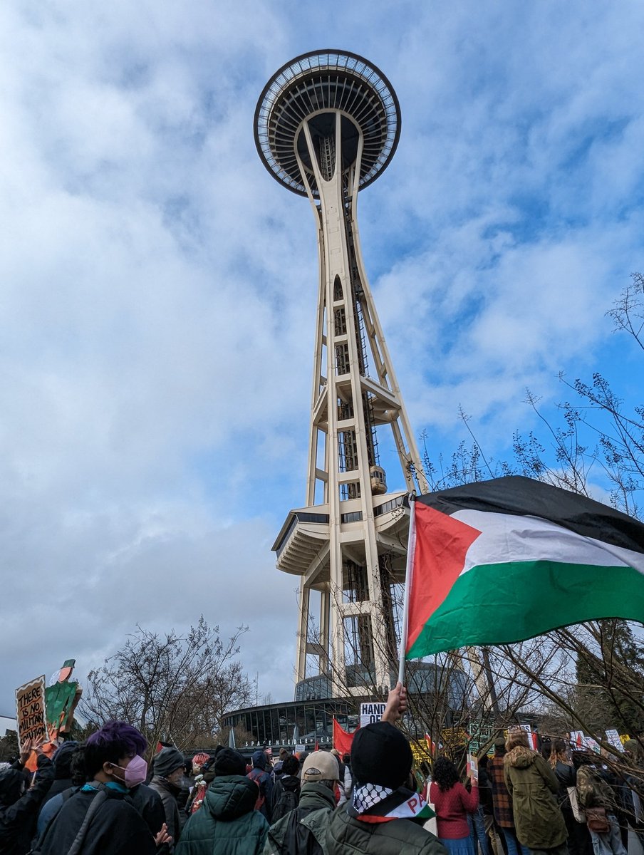 More than 1,000 people rallied and marched today in Seattle in support of an end to the bombing of Rafah, a permanent ceasefire in Gaza and a free Palestine.