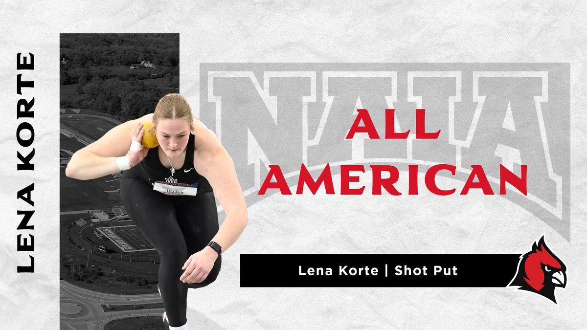 Concordia Cardinals (@cuaacardinals) on Twitter photo 🏅ALL-AMERICAN🏅
<a href="/CUAATFXC/">CUAA XC/TF</a>'s Lena Korte took 7th place in shot put at the NAIA Indoor Track & Field Championships today earning All-American status. Her throw of 14.06 meters was more than a meter farther than her effort at last year's championships.
#GoCards 🏅ALL-AMERICAN🏅
<a href="/CUAATFXC/">CUAA XC/TF</a>'s Lena Korte took 7th place in shot put at the NAIA Indoor Track & Field Championships today earning All-American status. Her throw of 14.06 meters was more than a meter farther than her effort at last year's championships.
#GoCards