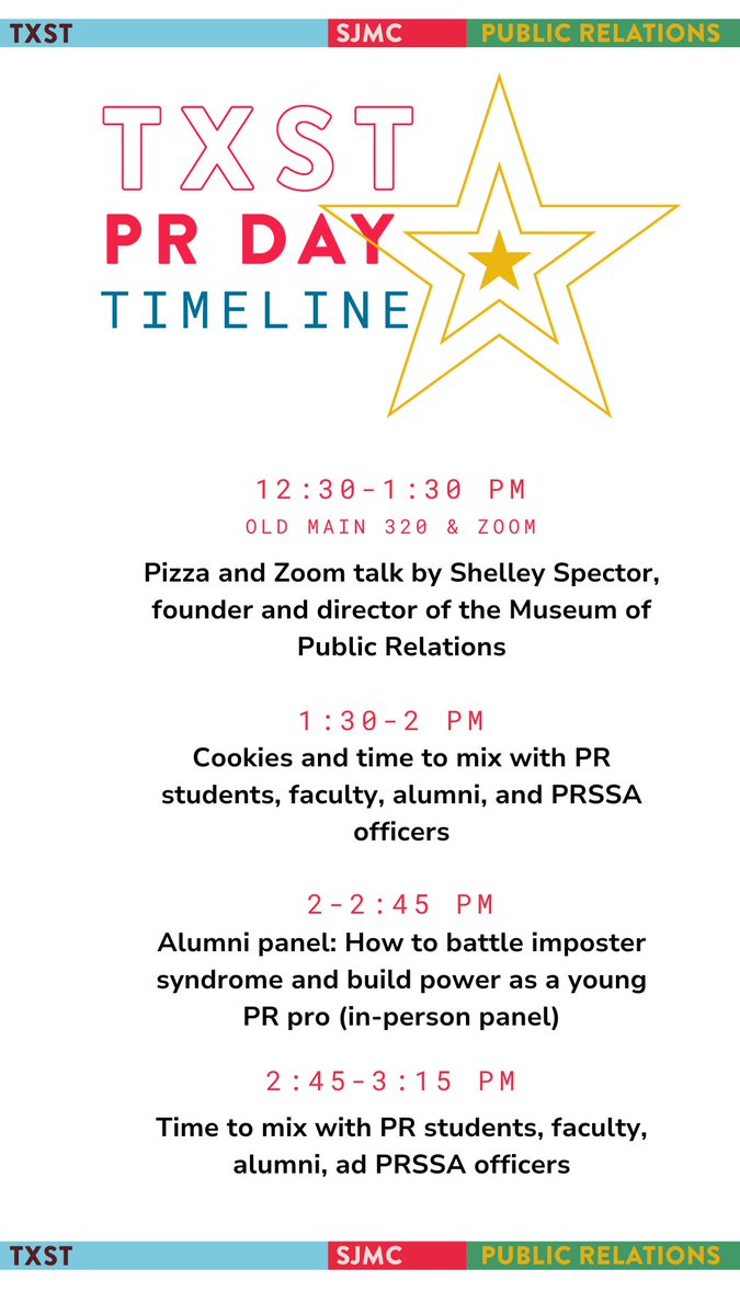 Here’s the schedule for this Tuesday! We hope to see you there!