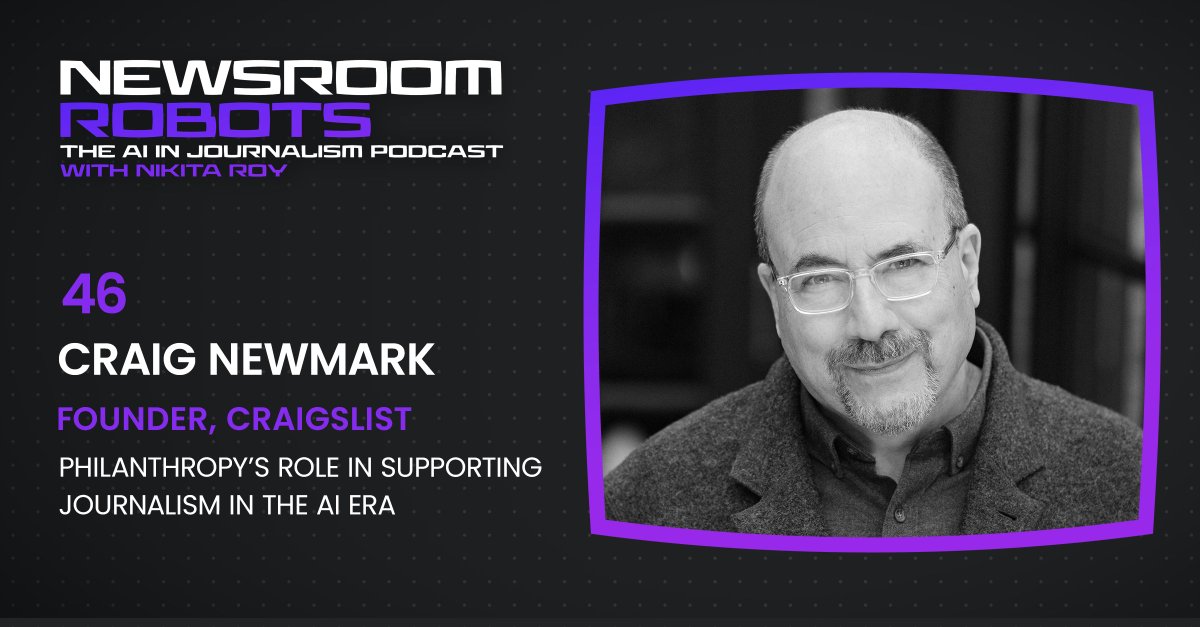 Nikita Roy (@bynikitaroy) on Twitter photo I recently sat down with <a href="/craignewmark/">craig newmark</a>, internet pioneer, philanthropist and founder of Craigslist on the <a href="/NewsroomRobots/">Newsroom Robots</a> podcast to discuss his perspectives on #AI and its integration into the field of journalism.
In this wide-ranging conversation, Craig shares his decades of I recently sat down with <a href="/craignewmark/">craig newmark</a>, internet pioneer, philanthropist and founder of Craigslist on the <a href="/NewsroomRobots/">Newsroom Robots</a> podcast to discuss his perspectives on #AI and its integration into the field of journalism.
In this wide-ranging conversation, Craig shares his decades of