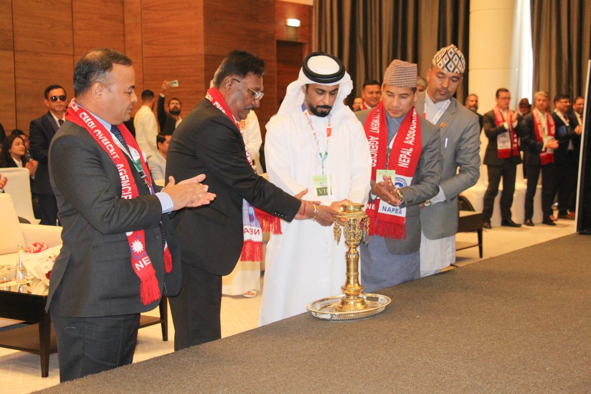 NepalinUAE's tweet photo. Foreign Employment Board and Nepal Association of Foreign Employment Agencies jointly organized Job Fair 2024 UAE in Dubai today in coordination with the Embassy of Nepal, UAE.  Hon Sharat Singh Bhandari, Minister of Labour, Employment and Social Security inaugurated the program. https://t.co/NWpefCQdmt