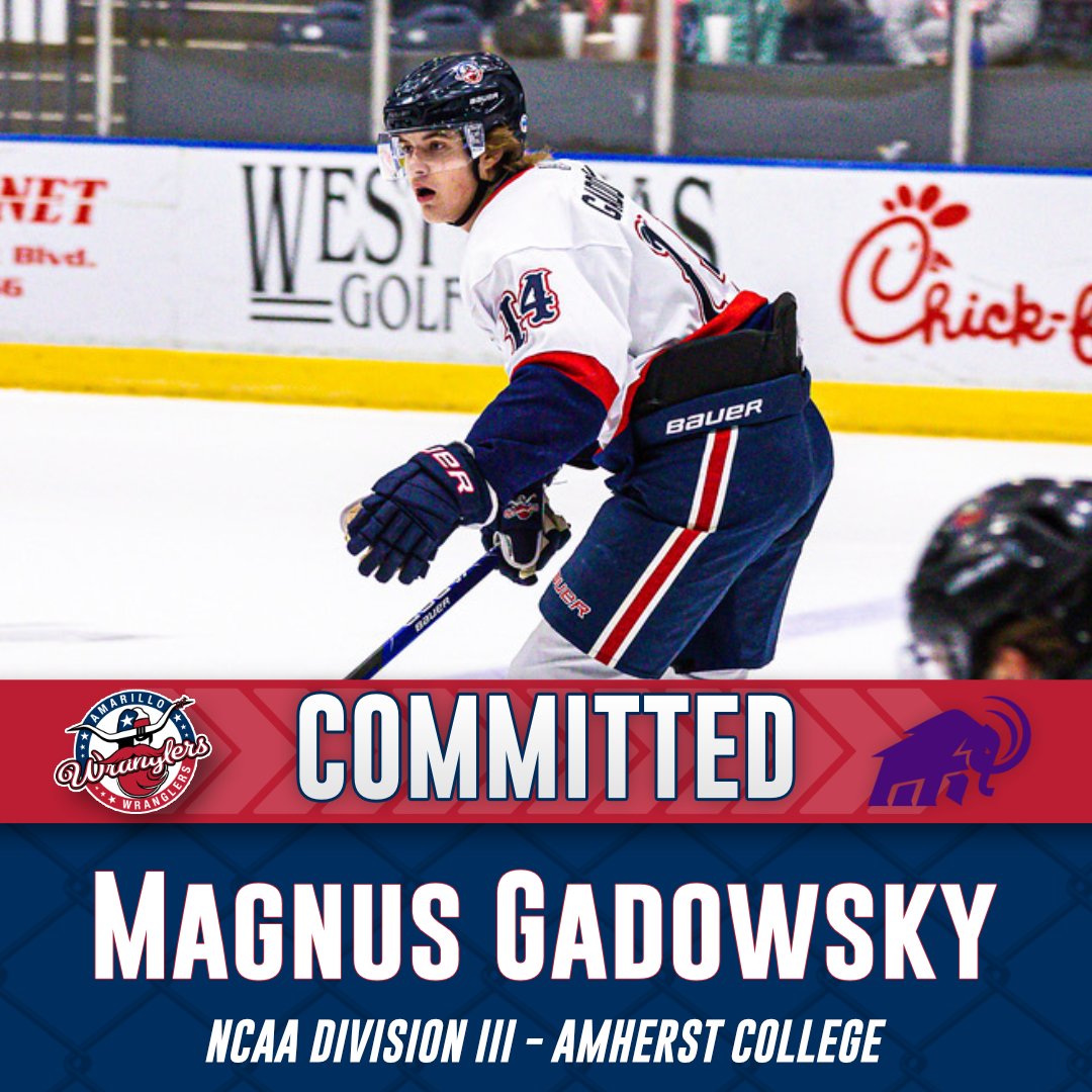 Magnus Gadowsky has announced his commitment to play NCAA Division III hockey at Amherst College!
Read more about it here: amarillowranglers.com/magnus-gadowsk…
Congratulations, Magnus!