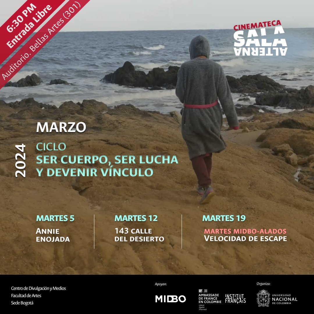Cinemateca Sala Alterna (@salaalternaun) on Twitter photo 👁️¡ESTE MARTES!💥 La Cinemateca de la <a href="/Facultad_Artes/">Facultad de Artes Universidad Nacional de Colombia</a> abrirá marzo con el ciclo “Ser cuerpo, ser lucha y devenir vínculo” que reflexiona sobre la importancia de la construcción de relaciones en la lucha de las mujeres por sus derechos. Marzo 5. 6:30 pm Bellas Artes ¡Te esperamos! 👁️¡ESTE MARTES!💥 La Cinemateca de la <a href="/Facultad_Artes/">Facultad de Artes Universidad Nacional de Colombia</a> abrirá marzo con el ciclo “Ser cuerpo, ser lucha y devenir vínculo” que reflexiona sobre la importancia de la construcción de relaciones en la lucha de las mujeres por sus derechos. Marzo 5. 6:30 pm Bellas Artes ¡Te esperamos!