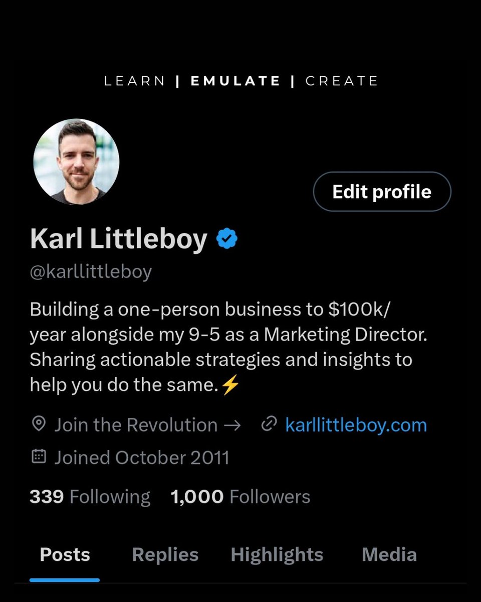 1,000 friends, fans &amp; followers.

Thank you to every single one of you for being part of this incredible journey.

I’m crossing the 1k mark with complete clarity on what I want to build &amp; why.

Now the real work begins. 

Time to level up.